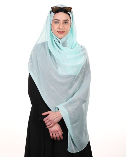 Gleaming Lines Chiffon Light Blue Hijabs