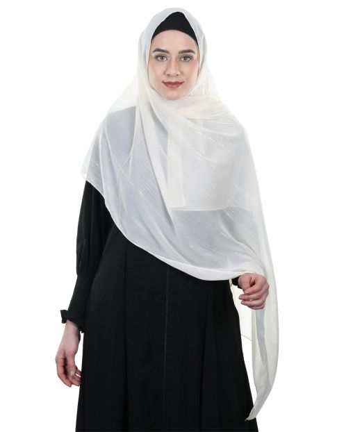 Gleaming Lines Chiffon Off-White Hijabs
