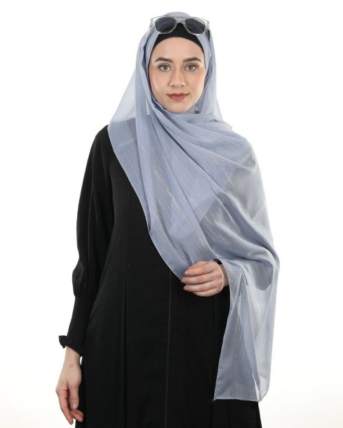 Gleaming Lines Chiffon Sky Blue Hijabs