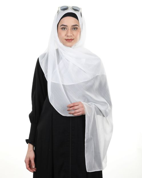 Gleaming Lines Chiffon White Hijabs