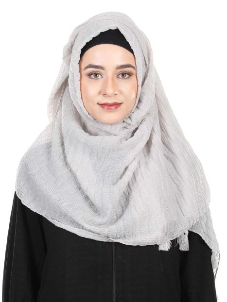 Glittering Crushed Ultra Soft Light Grey Viscose Hijab