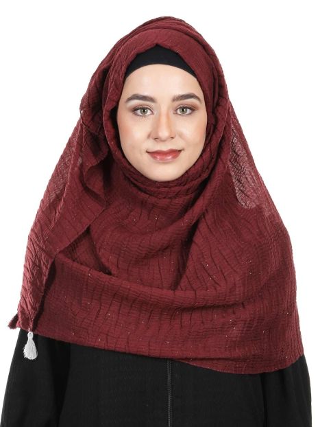 Glittering Crushed Ultra Soft Brick Red Viscose Hijab