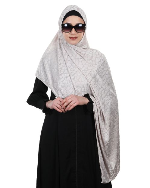 Jazzy Designer Light Beige Jersey Hijab with Crystal work