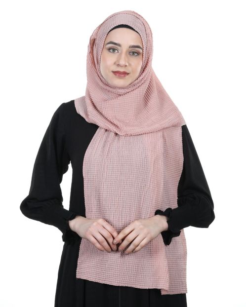 Check Style pleated Dull Pink High-fashion Chiffon HIjab