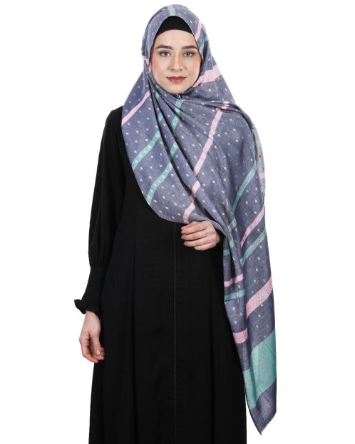 Classic self printed warm Blue colored Middle Eastern style Hijabs