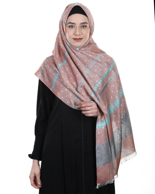 Classic self printed warm Rust colored Middle Eastern style Hijabs