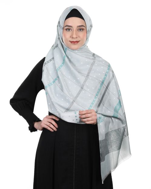 Classic self printed warm Powder Blue colored Middle Eastern style Hijabs