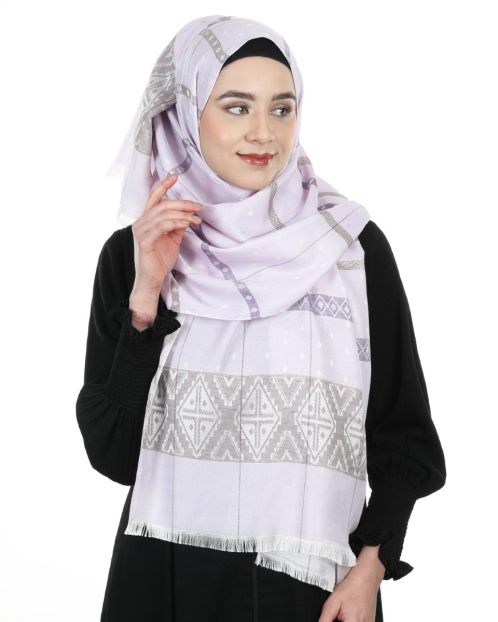 Classic self printed warm Lavendar colored Middle Eastern style Hijabs