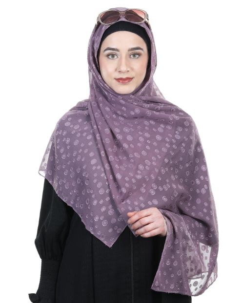 Chic Purple Organza Hijab with Spots