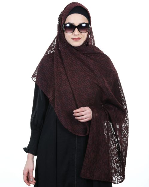 Splended Dark Brown knotted organza Hijab