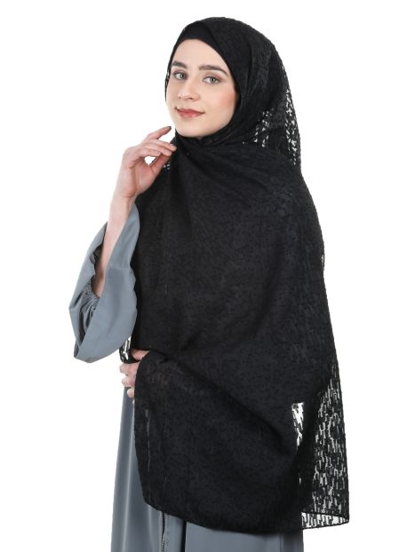 Splended Black knotted organza Hijab