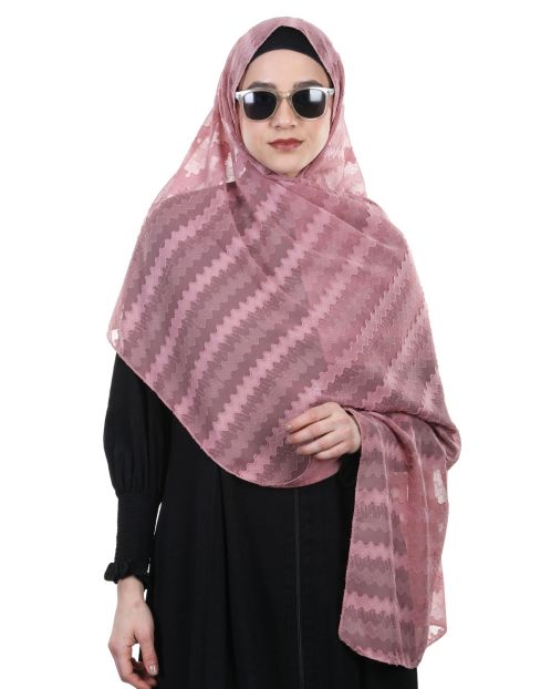 Net and Lace Designer Onion Pink Hijab