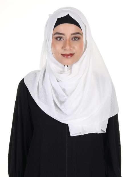 Pin Striped and textured White colored premium Jersey Hijab
