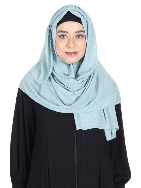 Pin Striped and textured Ice Blue colored premium Jersey Hijab
