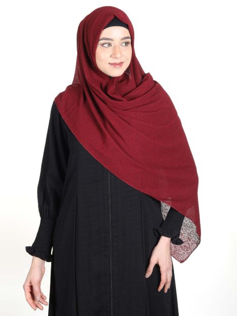 Pin Striped and textured Maroon colored premium Jersey Hijab