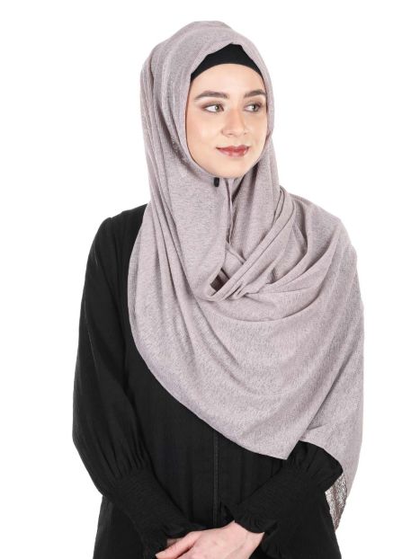Pin Striped and textured Grey colored premium Jersey Hijab
