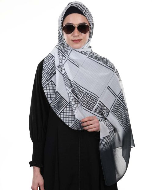 Stunning colorful chequered Black and White prints Chiffon Hijab