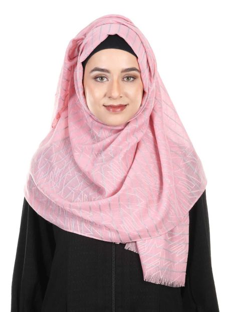 Pink Trendy Striped Viscose Soft Hijab
