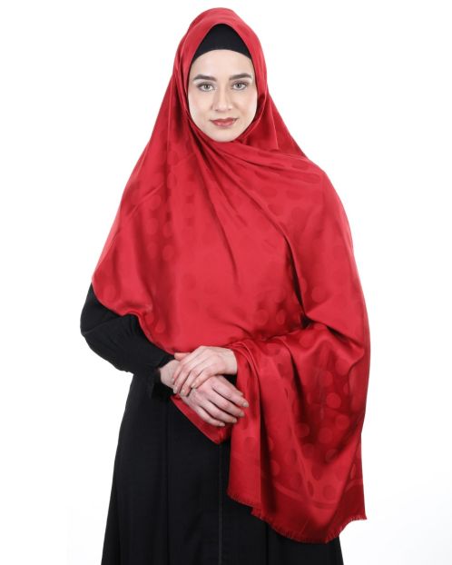 Large polka dots smooth Crimson satin hijabs