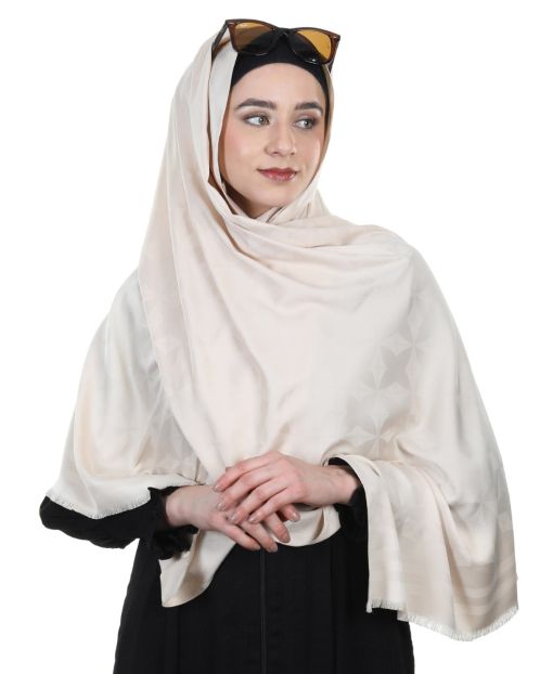 Large polka dots smooth Beige satin hijabs