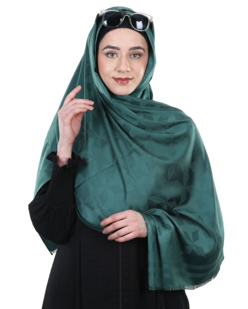 Large polka dots smooth satin Dark Green hijabs