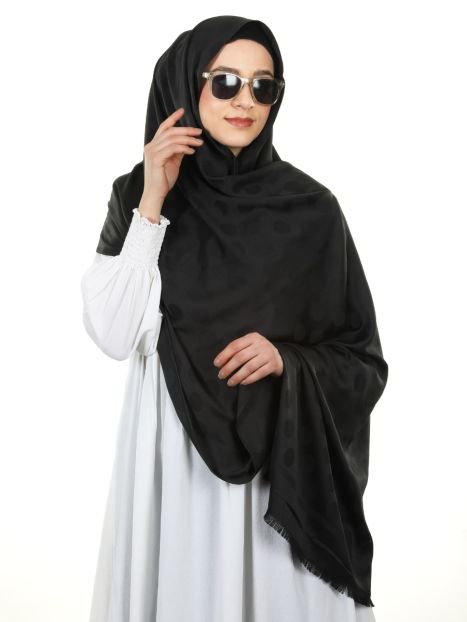 Large polka dots smooth satin Black hijabs