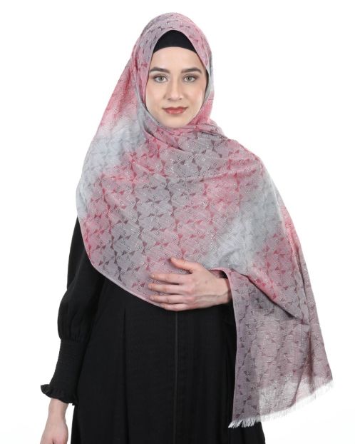 Glittering Crysals subtle Maroon and Grey designer Hijab