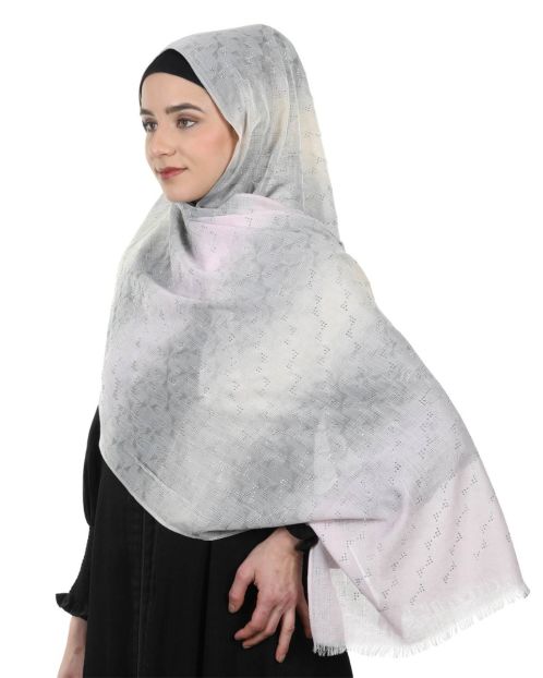 Glittering Crysals subtle Grey and Beige designer Hijab