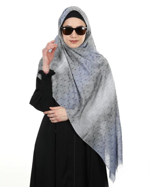 Glittering Crysals subtle Blue and Grey designer Hijab