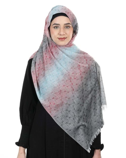 Glittering Crysals subtle Red and Blue designer Hijab