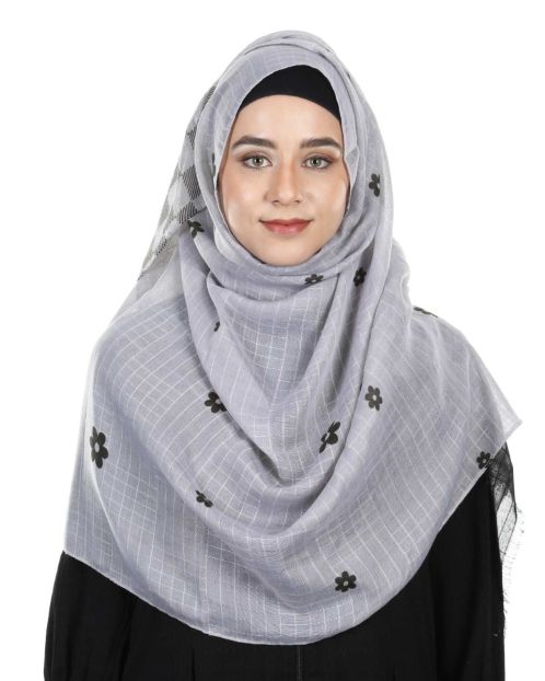 Trendsetting Grey Printed Hijab