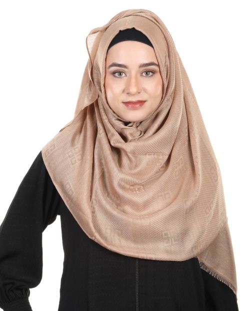 Glittering French style self embossed Golden Designer Hijab