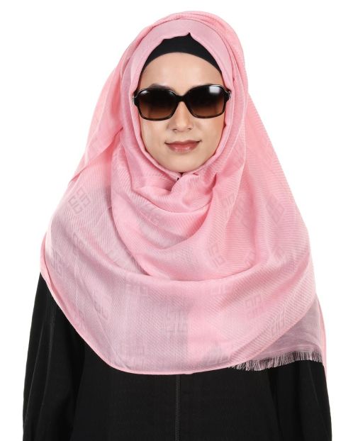 Glittering French style self embossed Pink Designer Hijab