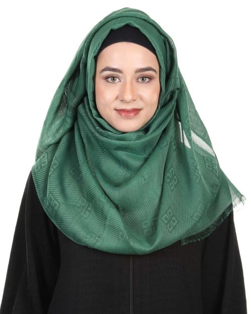 Glittering French style self embossed Green Designer Hijab