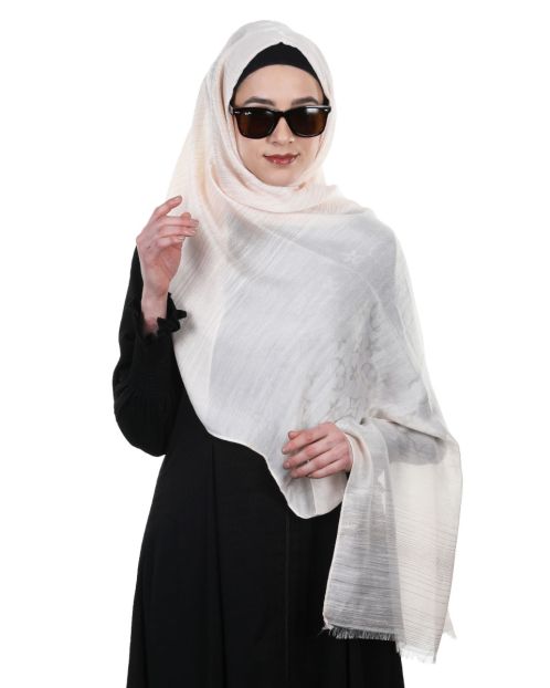 Elegant Premium Off-white Modal Self Print Hijabs