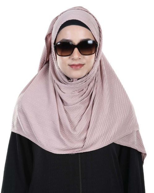 Cross Pleated ultra smooth Rose Gold jersey hijab