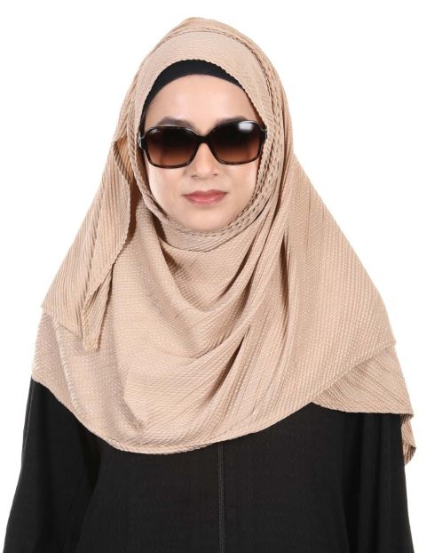 Cross Pleated ultra smooth Golden jersey hijab