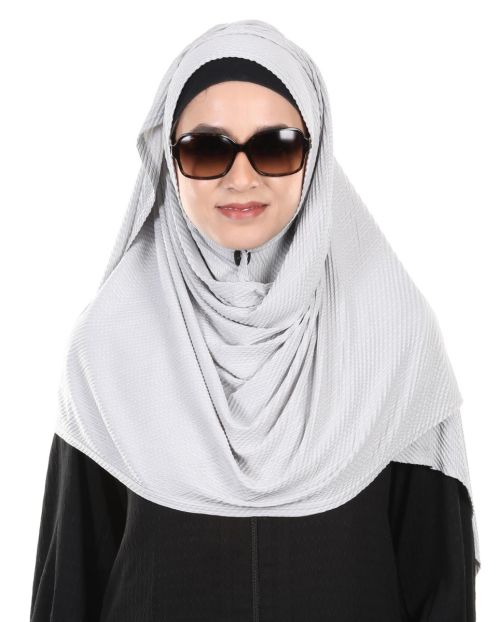 Cross Pleated ultra smooth Light Grey jersey hijab
