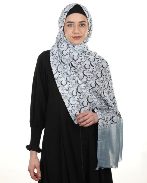 Chic and Soft savvy Black and white printed hijab