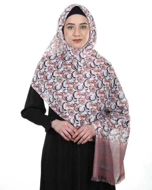 Chic and Soft savvy Rust and White printed hijab