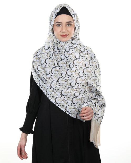 Chic and Soft savvy Light brown and white printed hijab