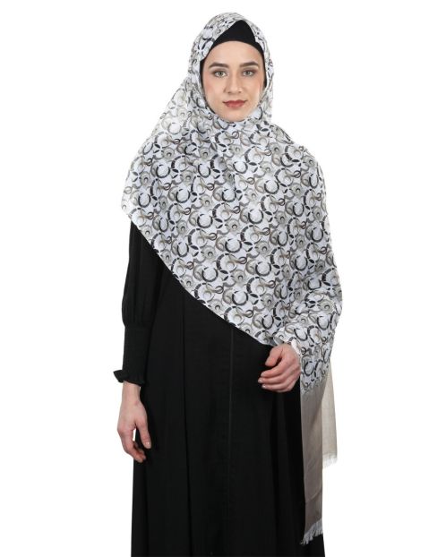 Chic and Soft savvy Brown and white printed hijab