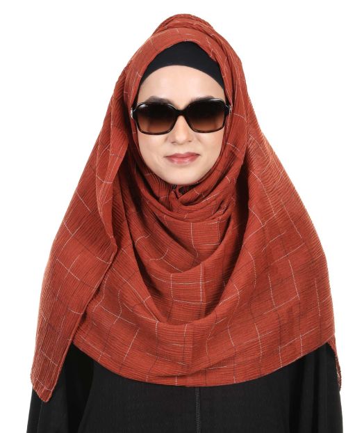 Appealing Designer Crushed Viscose Brick Red Hijab