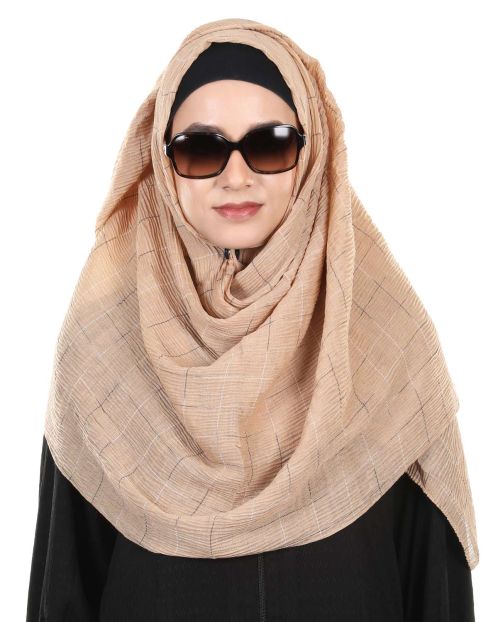 Appealing Designer Crushed Viscose Dark Beige Hijab