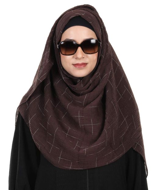 Appealing Designer Crushed Viscose Dark Brown Hijab
