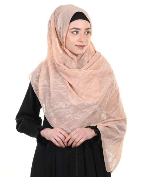Abstract Design formal Peach chiffon Hijab