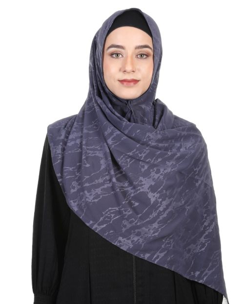 Abstract Design formal Sapphire Blue chiffon Hijab