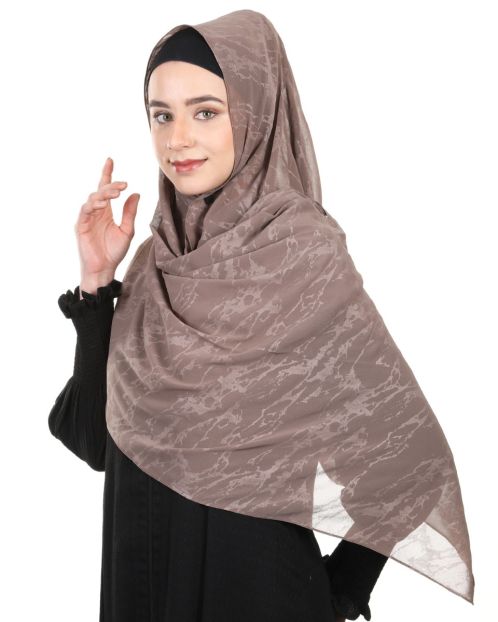 Abstract Design formal Oak Brown chiffon Hijab