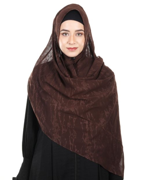 Abstract Design formal Coffee Brown chiffon Hijab