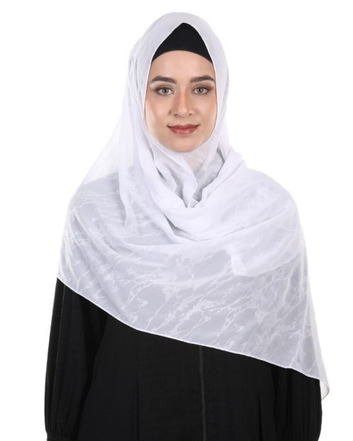 Abstract Design formal White chiffon Hijab